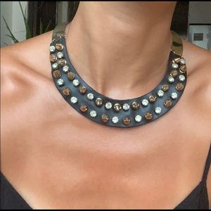 Stud Rhinestone Leather Choker